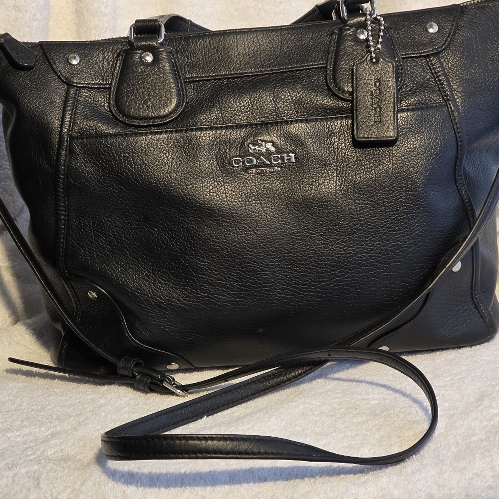 Coach Black Pebbled Leather Tote